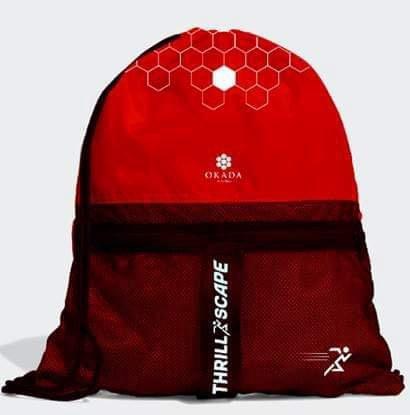 Red branded drawstring cinch bag