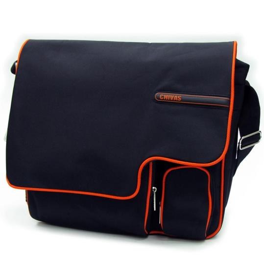 Black corporate messenger bag with contrast piping